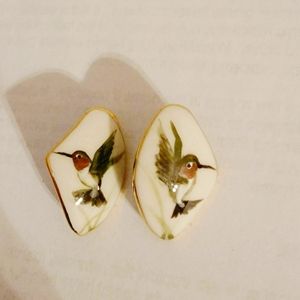 Vintage Bird Earrings Enamel